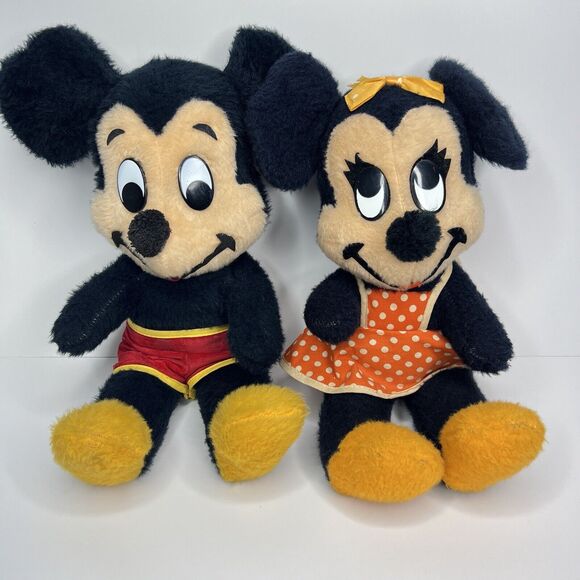 Mickey & Minnie Mouse Vintage 60's Stuffed Animal Plush Walt Disney 15" - Picture 1 of 8